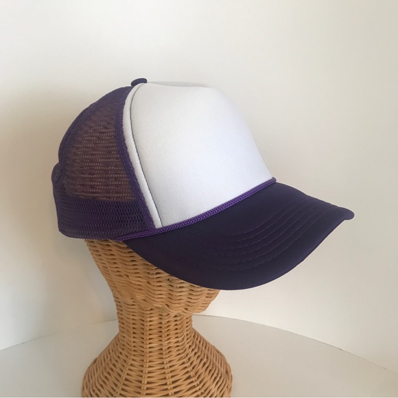 Purple & White Mesh Back Trucker Hat Adjustable Ball Cap New! - Picture 2 of 10